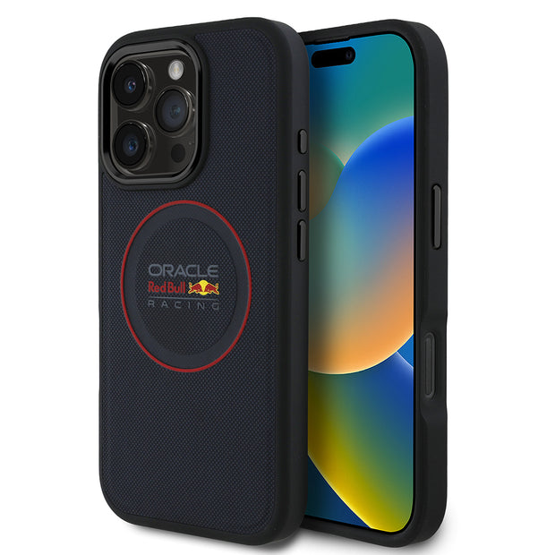 Red Bull Racing iPhone 16 Pro Max Kırmızı Halkalı Kabartmalı PU Deri MagSafe Uyumlu Kılıf – Fotoğraf 1
