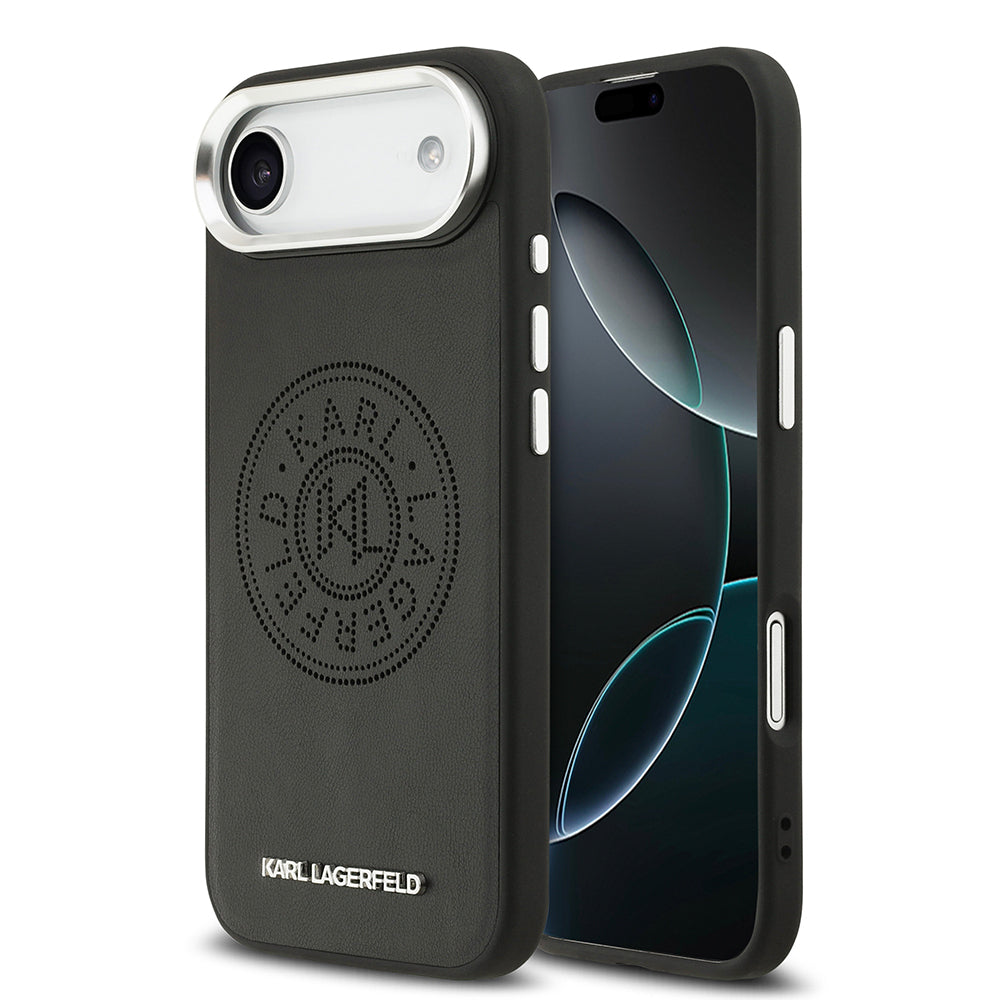 Karl Lagerfeld iPhone 17 Air Delikli Tasarım Metal Logolu PU Deri MagSafe Uyumlu Kılıf