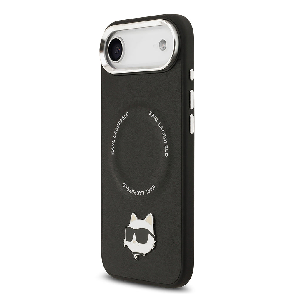 Karl Lagerfeld iPhone 17 Air Metal Kamera ve Butonlu Choupette PU Deri MagSafe Uyumlu Kılıf