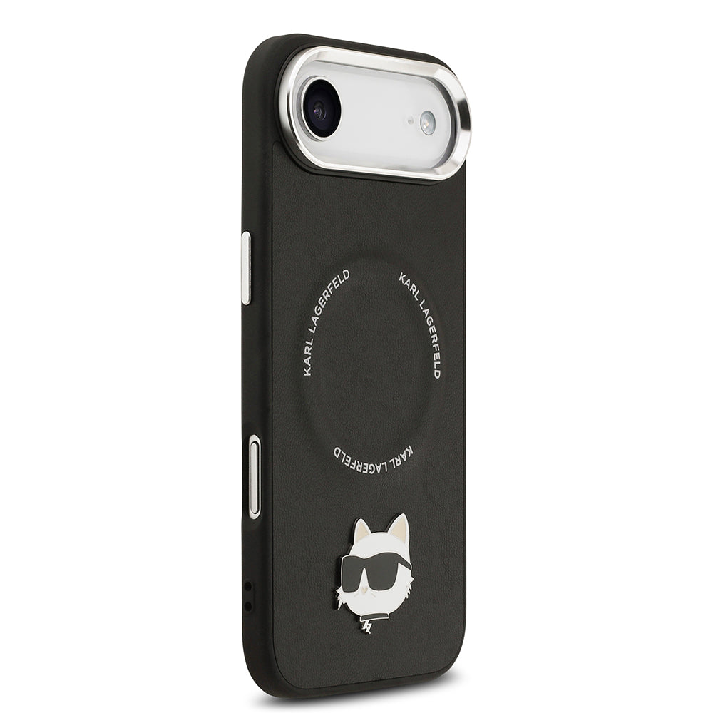 Karl Lagerfeld iPhone 17 Air Metal Kamera ve Butonlu Choupette PU Deri MagSafe Uyumlu Kılıf