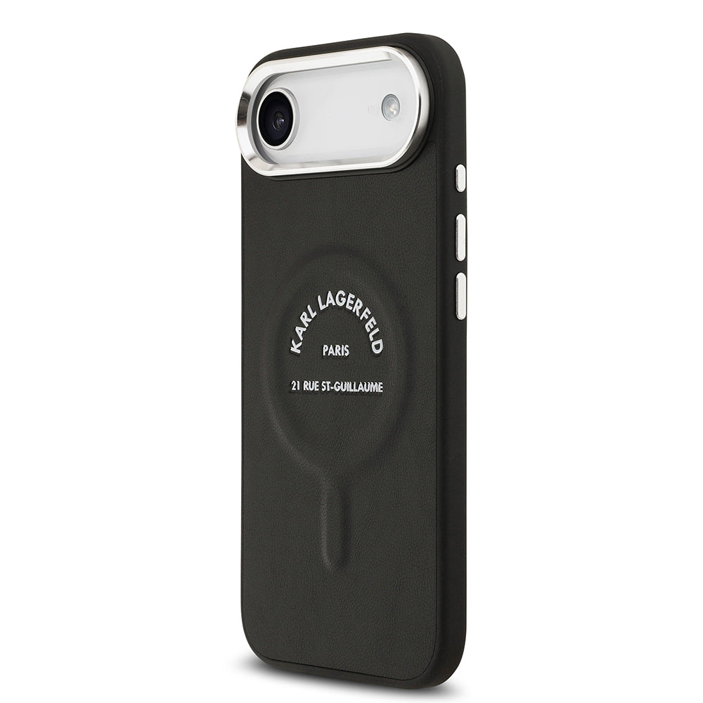 Karl Lagerfeld iPhone 17 Air Metal Kamera ve Butonlu Paris RSG PU Deri MagSafe Uyumlu Kılıf