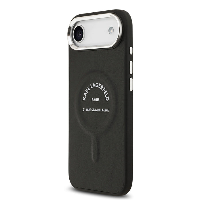 Karl Lagerfeld iPhone 17 Air Metal Kamera ve Butonlu Paris RSG PU Deri MagSafe Uyumlu Kılıf