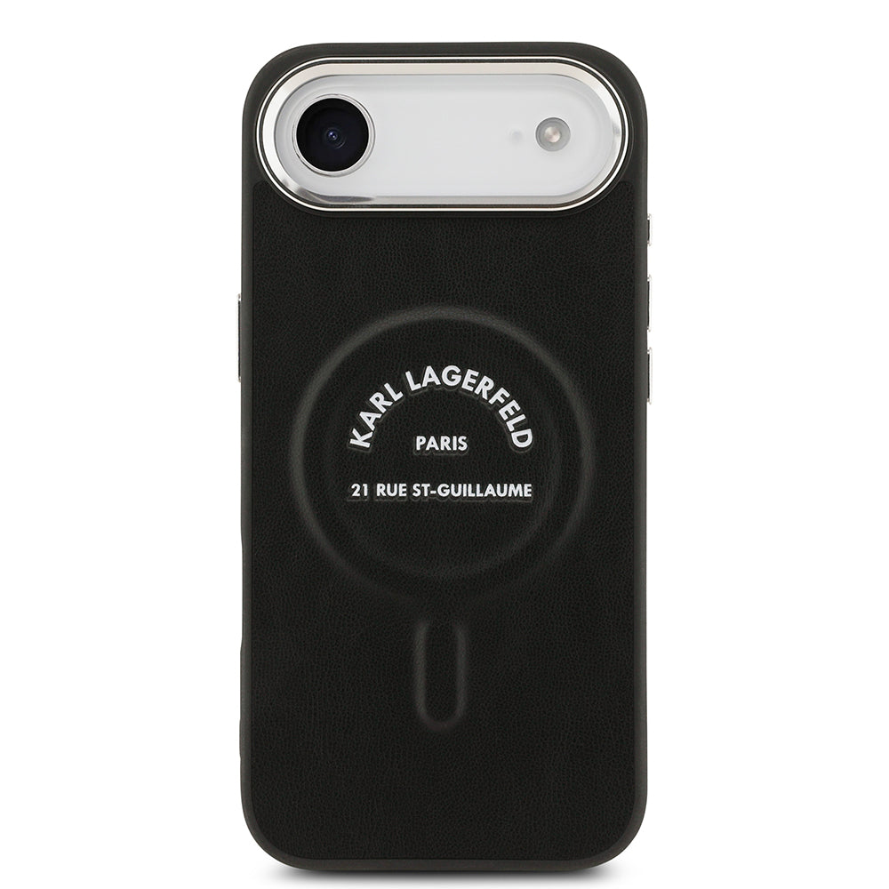 Karl Lagerfeld iPhone 17 Air Metal Kamera ve Butonlu Paris RSG PU Deri MagSafe Uyumlu Kılıf