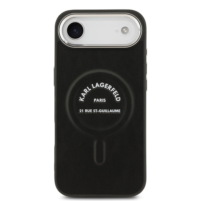 Karl Lagerfeld iPhone 17 Air Metal Kamera ve Butonlu Paris RSG PU Deri MagSafe Uyumlu Kılıf