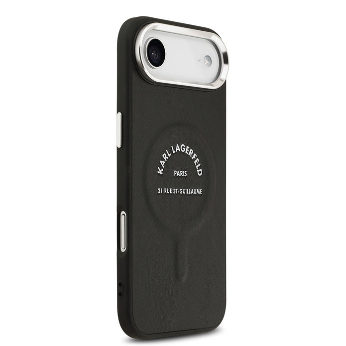Karl Lagerfeld iPhone 17 Air Metal Kamera ve Butonlu Paris RSG PU Deri MagSafe Uyumlu Kılıf