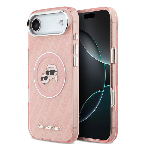Karl Lagerfeld iPhone 17 Air Parlayan Simli Karl & Choupette Heads Kılıf – Fotoğraf 1