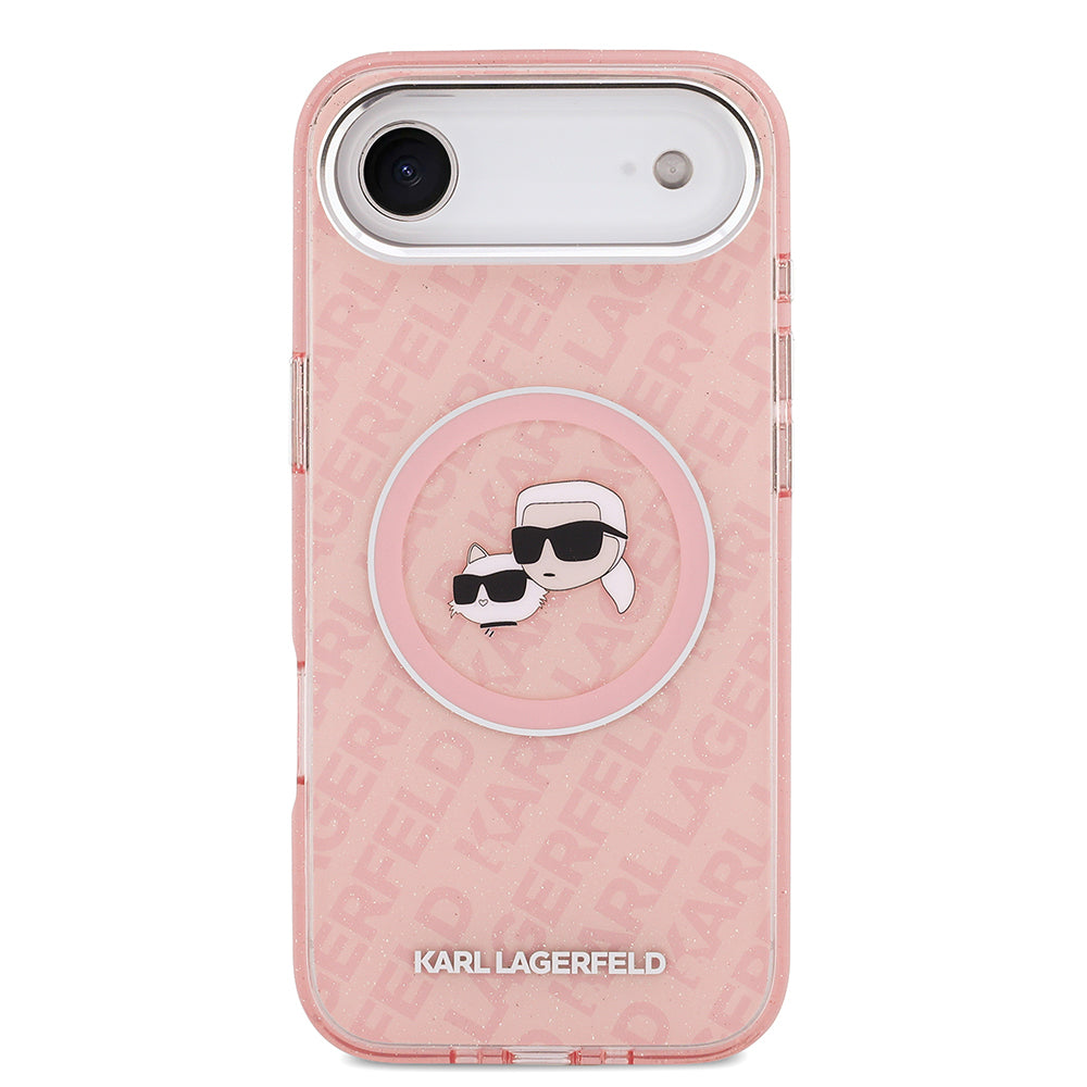 Karl Lagerfeld iPhone 17 Air Parlayan Simli Karl & Choupette Heads Kılıf