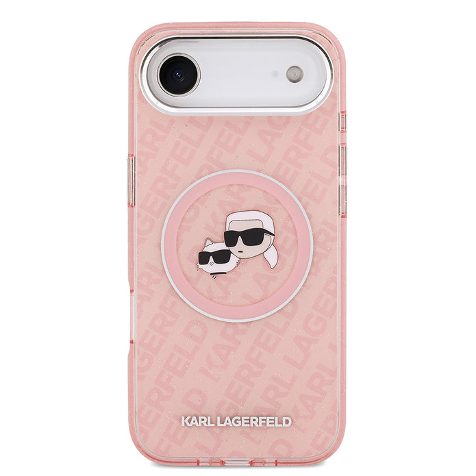Karl Lagerfeld iPhone 17 Air Parlayan Simli Karl & Choupette Heads Kılıf