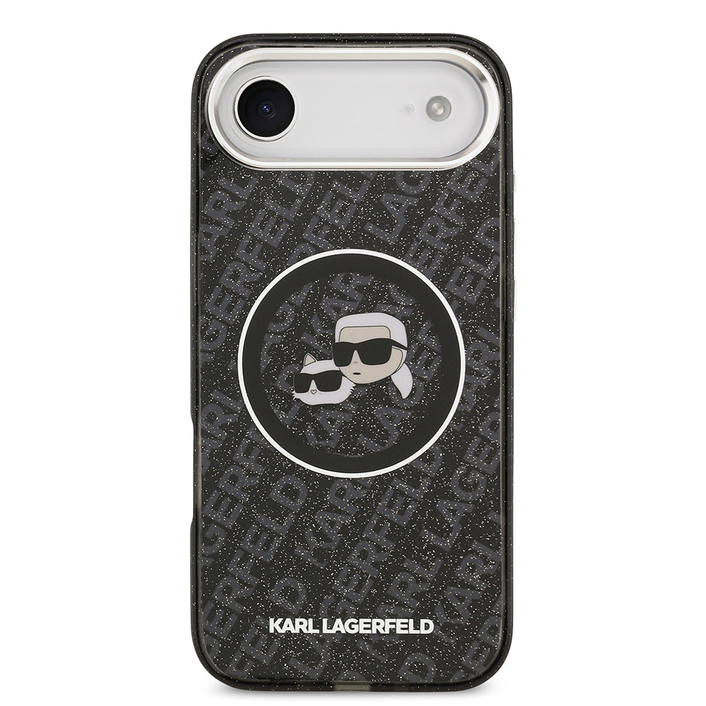 Karl Lagerfeld iPhone 17 Air Parlayan Simli Karl & Choupette Heads Kılıf