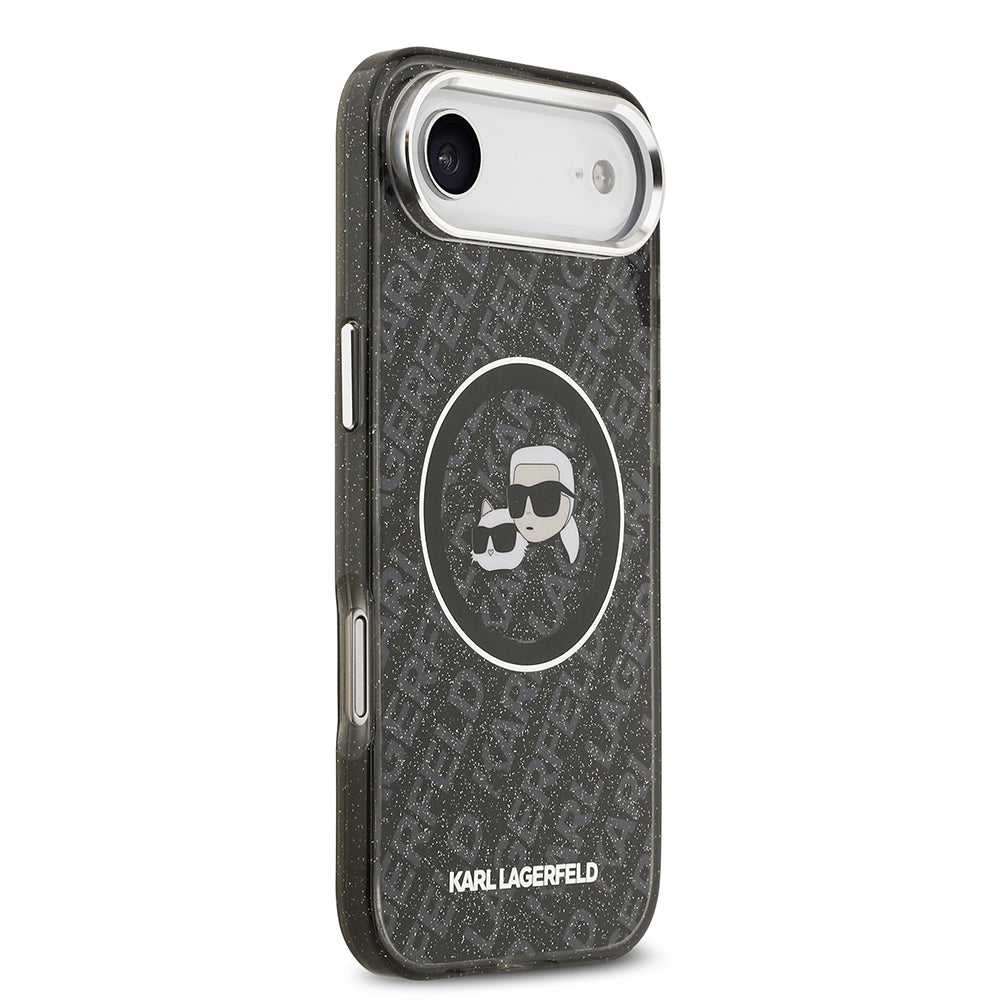Karl Lagerfeld iPhone 17 Air Parlayan Simli Karl & Choupette Heads Kılıf