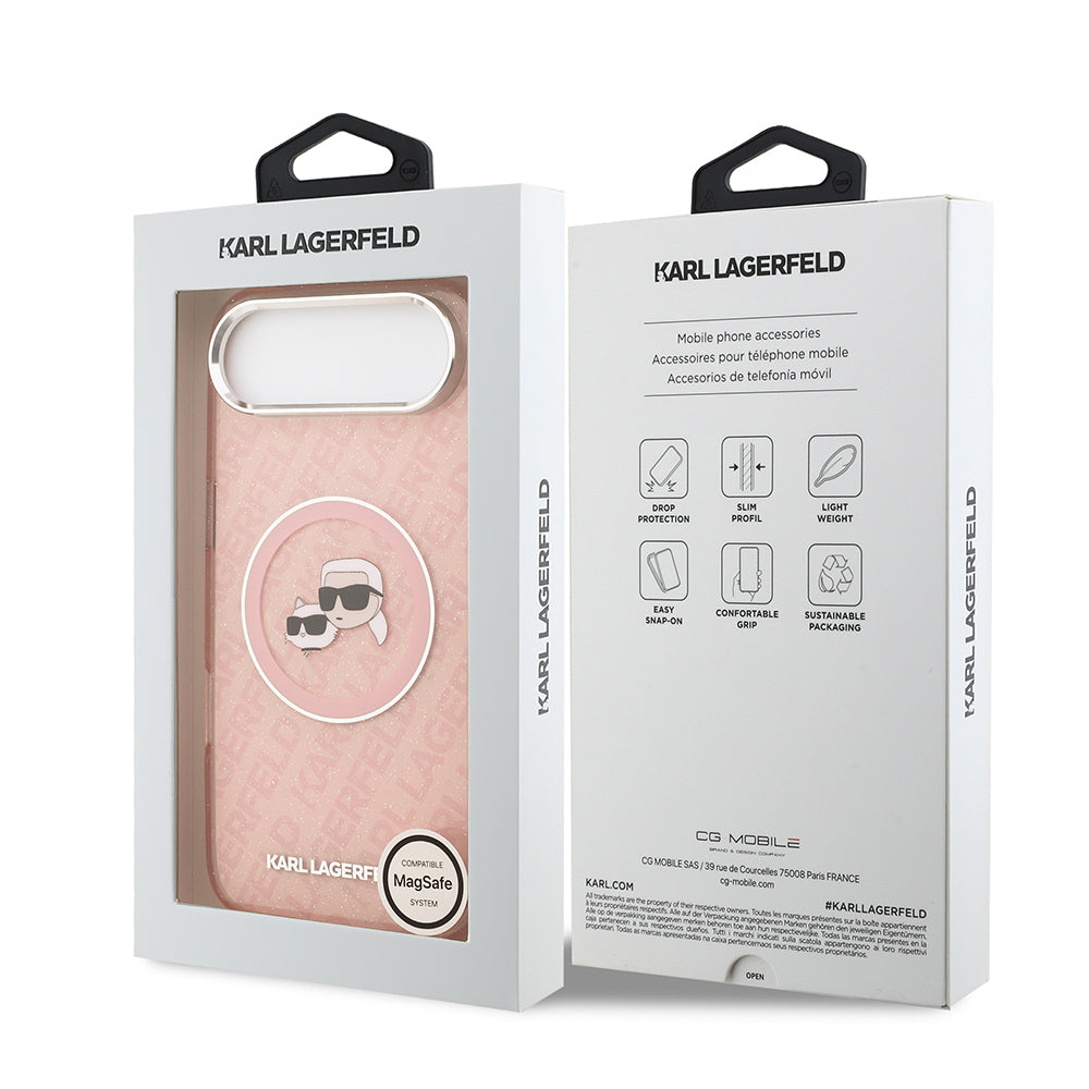Karl Lagerfeld iPhone 17 Air Parlayan Simli Karl & Choupette Heads Kılıf