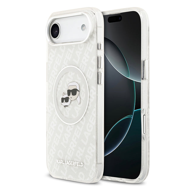 Karl Lagerfeld iPhone 17 Air Parlayan Simli Karl & Choupette Heads Kılıf – Fotoğraf 13