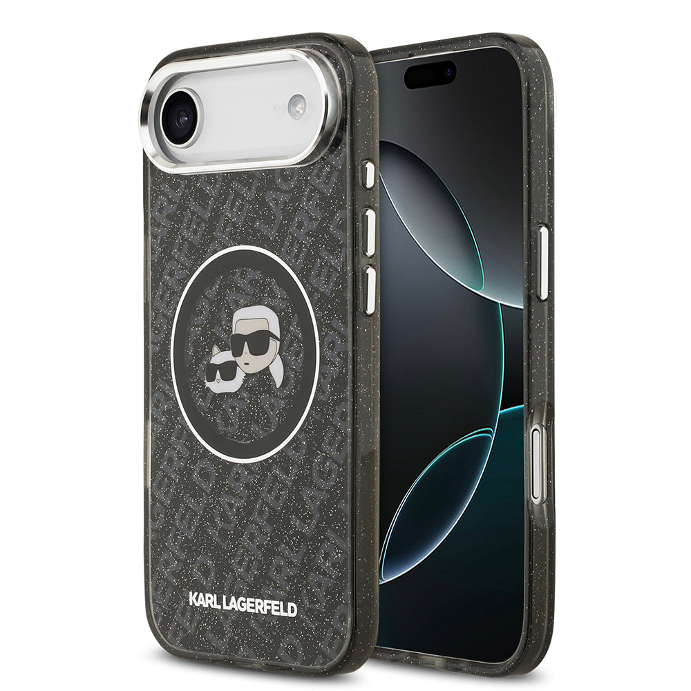 Karl Lagerfeld iPhone 17 Air Parlayan Simli Karl & Choupette Heads Kılıf