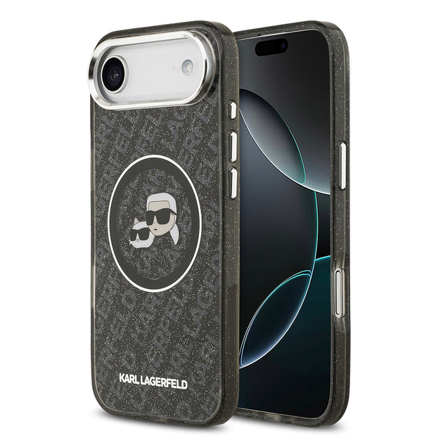 Karl Lagerfeld iPhone 17 Air Parlayan Simli Karl & Choupette Heads Kılıf – Fotoğraf 7