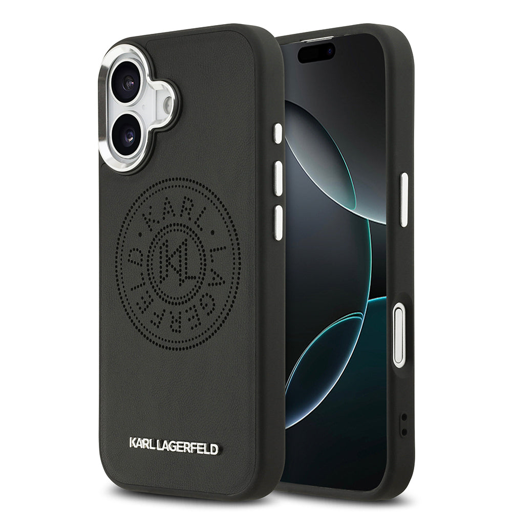 Karl Lagerfeld iPhone 17 Delikli Tasarım Metal Logolu PU Deri MagSafe Uyumlu Kılıf