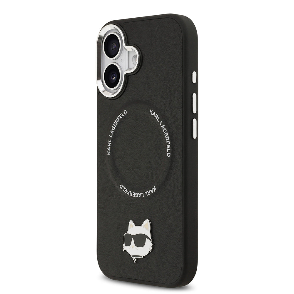 Karl Lagerfeld iPhone 17 Metal Kamera ve Butonlu Choupette PU Deri MagSafe Uyumlu Kılıf