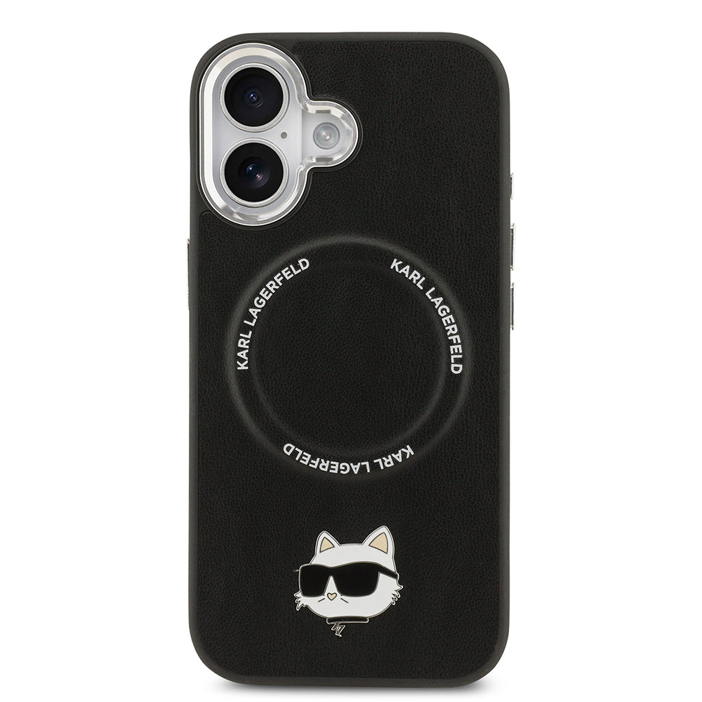 Karl Lagerfeld iPhone 17 Metal Kamera ve Butonlu Choupette PU Deri MagSafe Uyumlu Kılıf