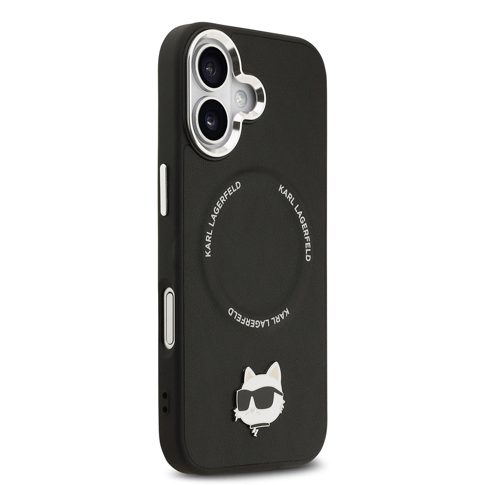 Karl Lagerfeld iPhone 17 Metal Kamera ve Butonlu Choupette PU Deri MagSafe Uyumlu Kılıf
