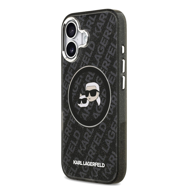 Karl Lagerfeld iPhone 17 Parlayan Simli Karl & Choupette Heads Kılıf – Fotoğraf 2