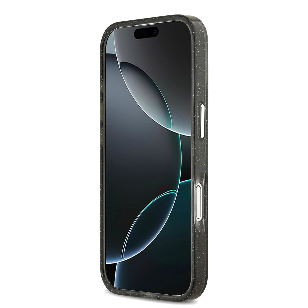 Karl Lagerfeld iPhone 17 Parlayan Simli Karl & Choupette Sketch Logo Kılıf