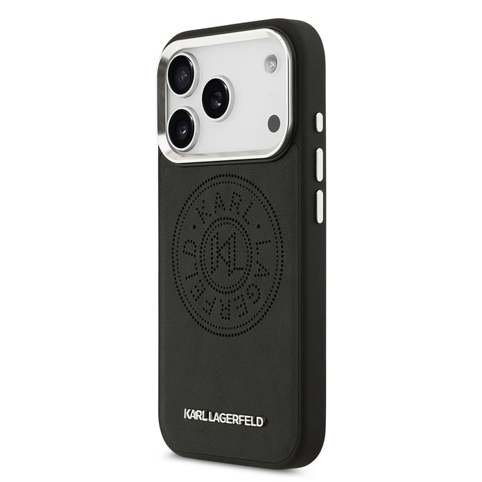 Karl Lagerfeld iPhone 17 Pro Delikli Tasarım Metal Logolu PU Deri MagSafe Uyumlu Kılıf
