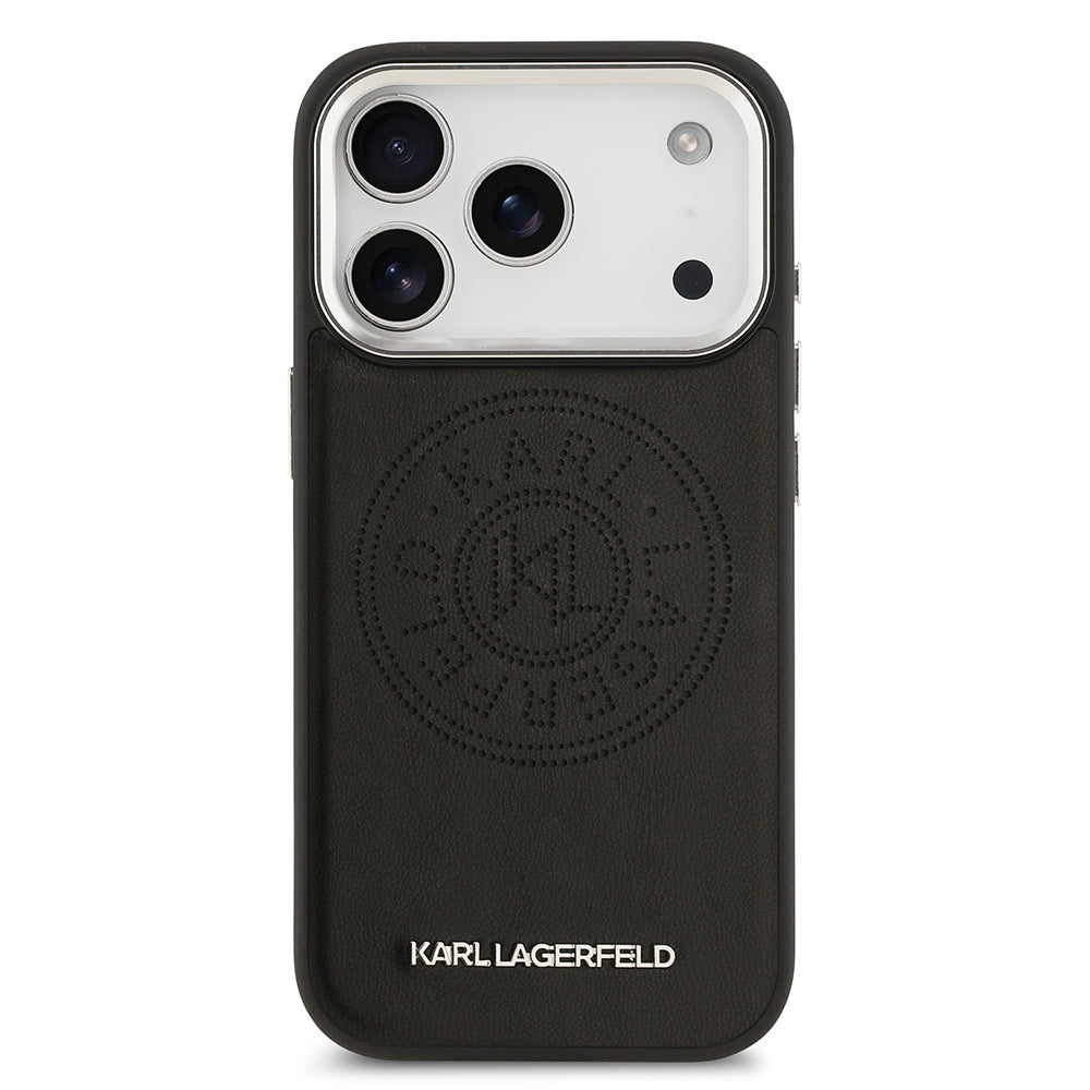 Karl Lagerfeld iPhone 17 Pro Delikli Tasarım Metal Logolu PU Deri MagSafe Uyumlu Kılıf