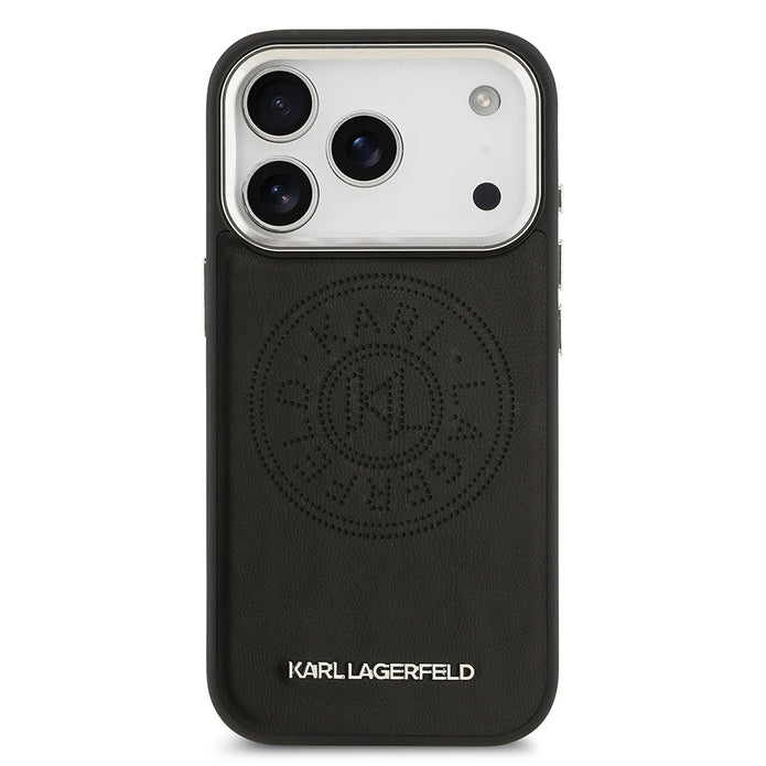 Karl Lagerfeld iPhone 17 Pro Delikli Tasarım Metal Logolu PU Deri MagSafe Uyumlu Kılıf