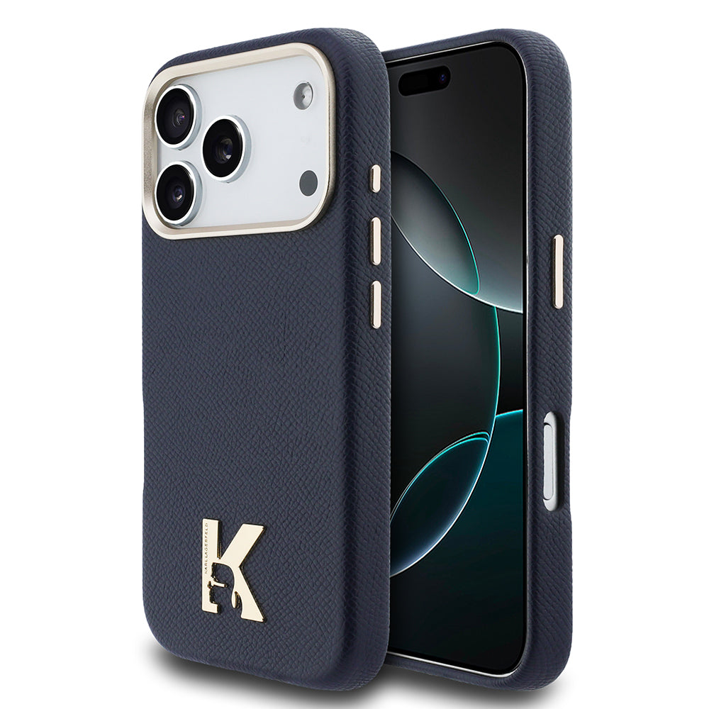 Karl Lagerfeld iPhone 17 Pro KHEAD Logolu Gold Kamera Çerçeveli MagSafe Uyumlu Kılıf
