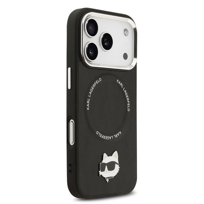 Karl Lagerfeld iPhone 17 Pro Metal Kamera ve Butonlu Choupette PU Deri MagSafe Uyumlu Kılıf