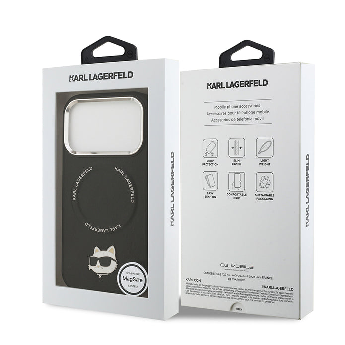 Karl Lagerfeld iPhone 17 Pro Metal Kamera ve Butonlu Choupette PU Deri MagSafe Uyumlu Kılıf