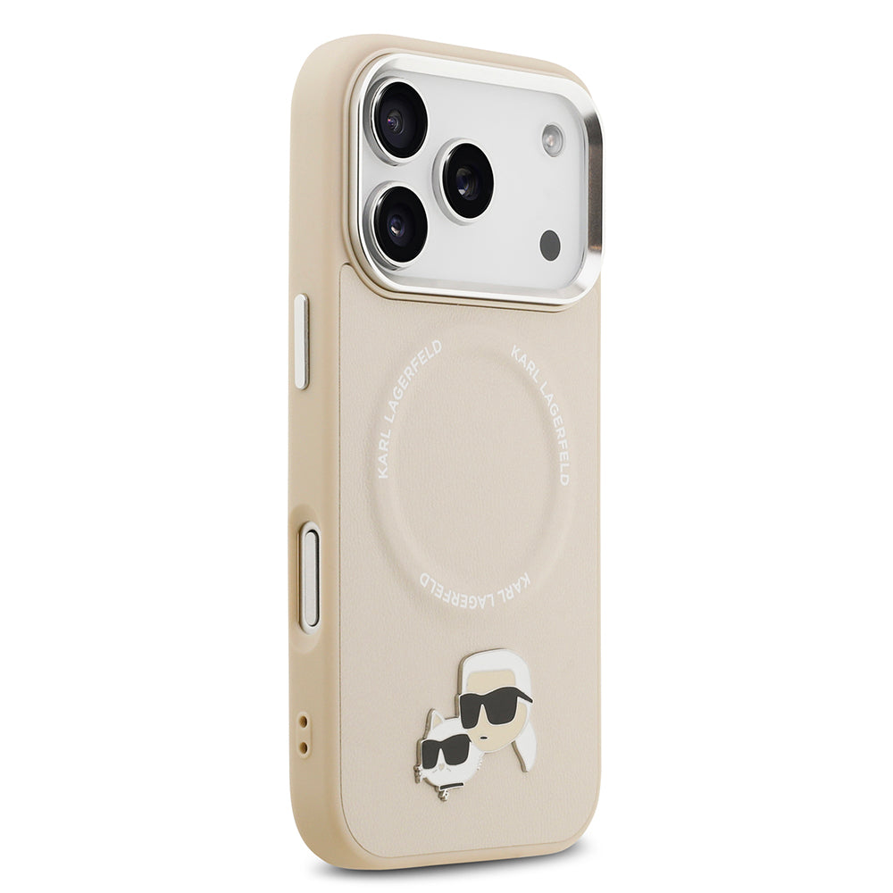 Karl Lagerfeld iPhone 17 Pro Metal Detaylı K&C PU Deri MagSafe Uyumlu Kılıf