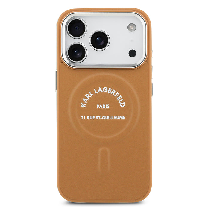 Karl Lagerfeld iPhone 17 Pro Metal Kamera ve Butonlu Paris RSG PU Deri MagSafe Uyumlu Kılıf