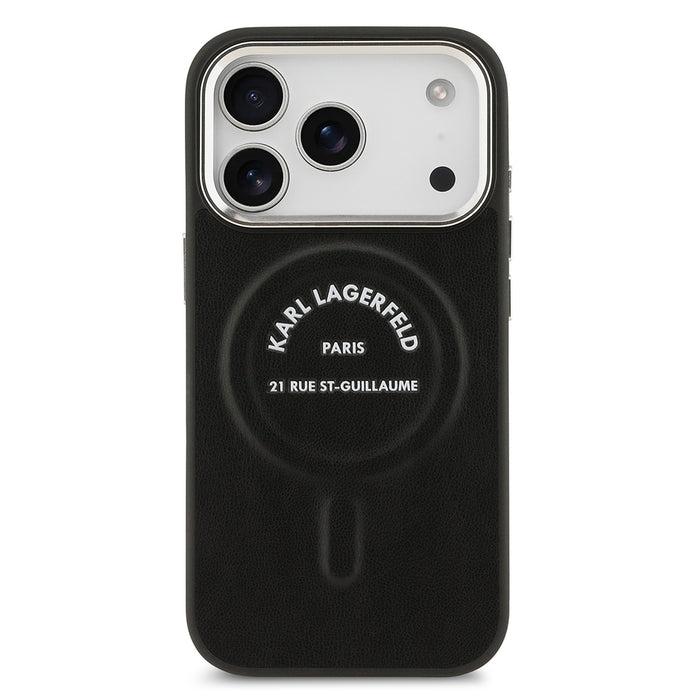 Karl Lagerfeld iPhone 17 Pro Metal Kamera ve Butonlu Paris RSG PU Deri MagSafe Uyumlu Kılıf