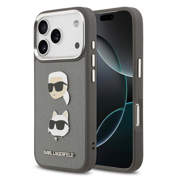 Karl Lagerfeld iPhone 17 Pro Metal Logolu K&C Heads Pin Kılıf – Fotoğraf 1