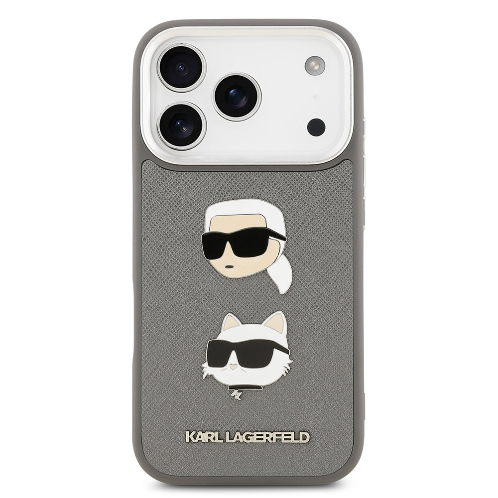Karl Lagerfeld iPhone 17 Pro Metal Logolu K&C Heads Pin Kılıf