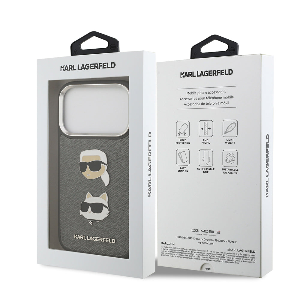 Karl Lagerfeld iPhone 17 Pro Metal Logolu K&C Heads Pin Kılıf