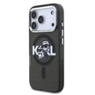 Karl Lagerfeld iPhone 17 Pro Parlayan Simli Karl & Choupette Sketch Logo Kılıf