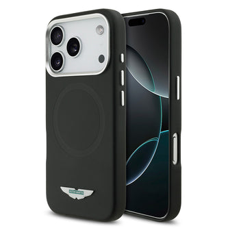 Aston Martin iPhone 17 Pro Max PU Deri Metal Logolu MagSafe Uyumlu Kılıf – Fotoğraf 1