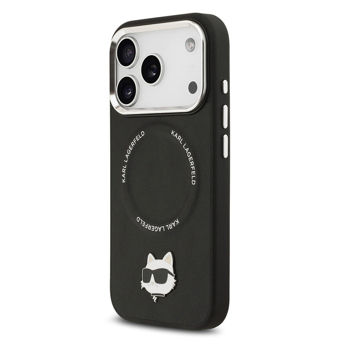 Karl Lagerfeld iPhone 17 Pro Max Metal Kamera ve Butonlu Choupette PU Deri MagSafe Uyumlu Kılıf