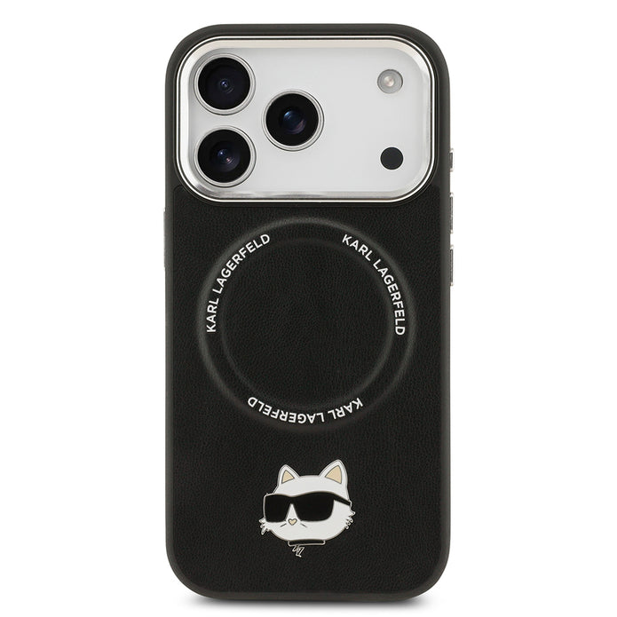 Karl Lagerfeld iPhone 17 Pro Max Metal Kamera ve Butonlu Choupette PU Deri MagSafe Uyumlu Kılıf