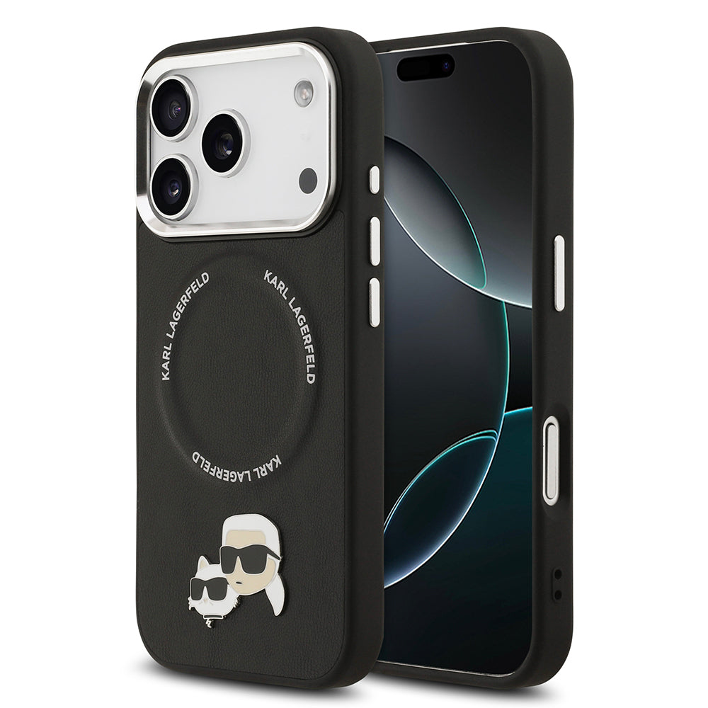 Karl Lagerfeld iPhone 17 Pro Max Metal Detaylı K&C PU Deri MagSafe Uyumlu Kılıf