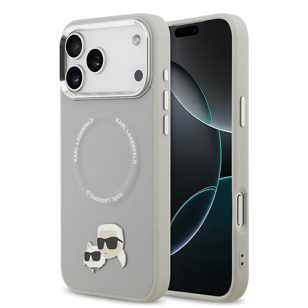 Karl Lagerfeld iPhone 17 Pro Max Metal Detaylı K&C PU Deri MagSafe Uyumlu Kılıf