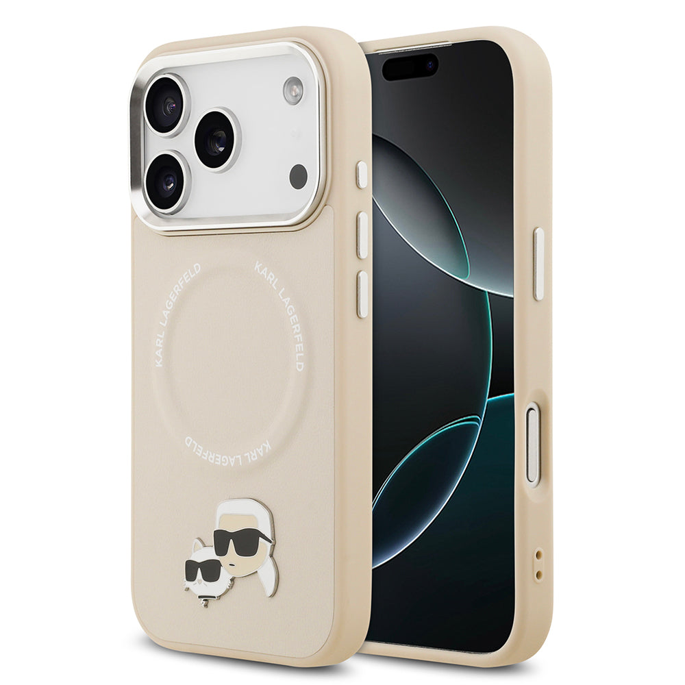 Karl Lagerfeld iPhone 17 Pro Max Metal Detaylı K&C PU Deri MagSafe Uyumlu Kılıf