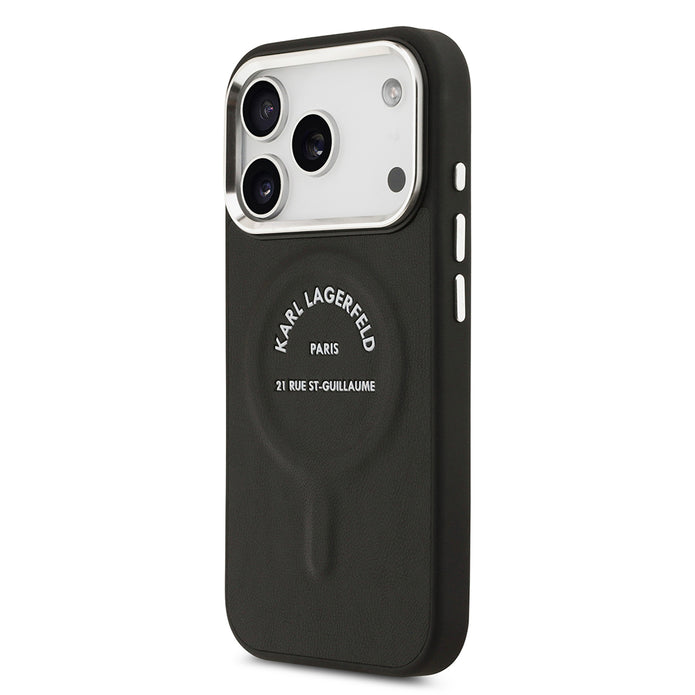 Karl Lagerfeld iPhone 17 Pro Max Metal Kamera ve Butonlu Paris RSG PU Deri MagSafe Uyumlu Kılıf