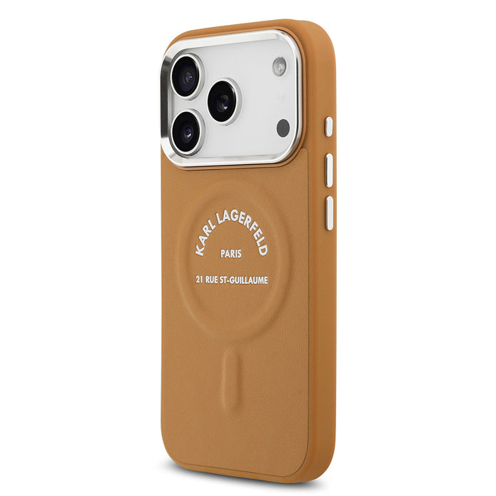 Karl Lagerfeld iPhone 17 Pro Max Metal Kamera ve Butonlu Paris RSG PU Deri MagSafe Uyumlu Kılıf
