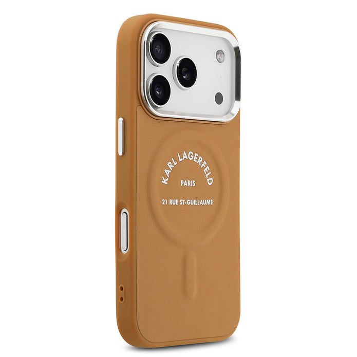 Karl Lagerfeld iPhone 17 Pro Max Metal Kamera ve Butonlu Paris RSG PU Deri MagSafe Uyumlu Kılıf