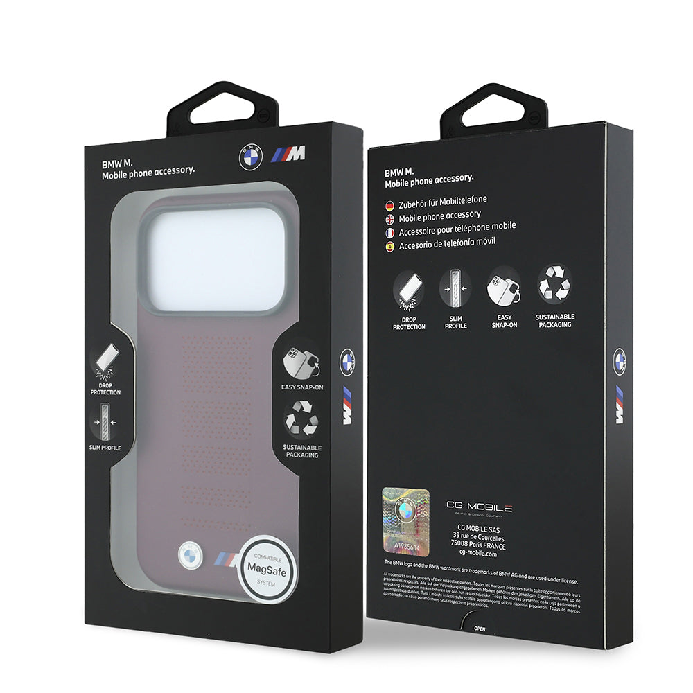 BMW iPhone 18 Pro Delikli PU Metal M Logolu MagSafe Uyumlu Kılıf
