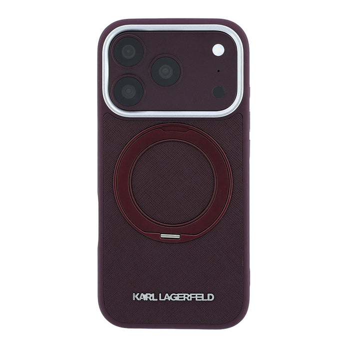 Karl Lagerfeld iPhone 18 Pro Metal Logolu PU Saffiano 360° Standlı MagSafe Uyumlu Kılıf