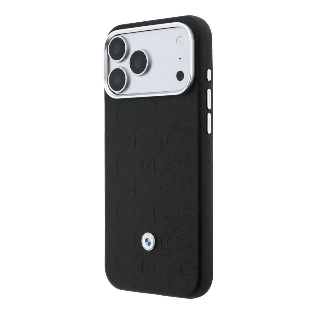 BMW iPhone 18 Pro Max Kapitone Deri Metal Logolu Kartlıklı MagSafe Uyumlu Kılıf