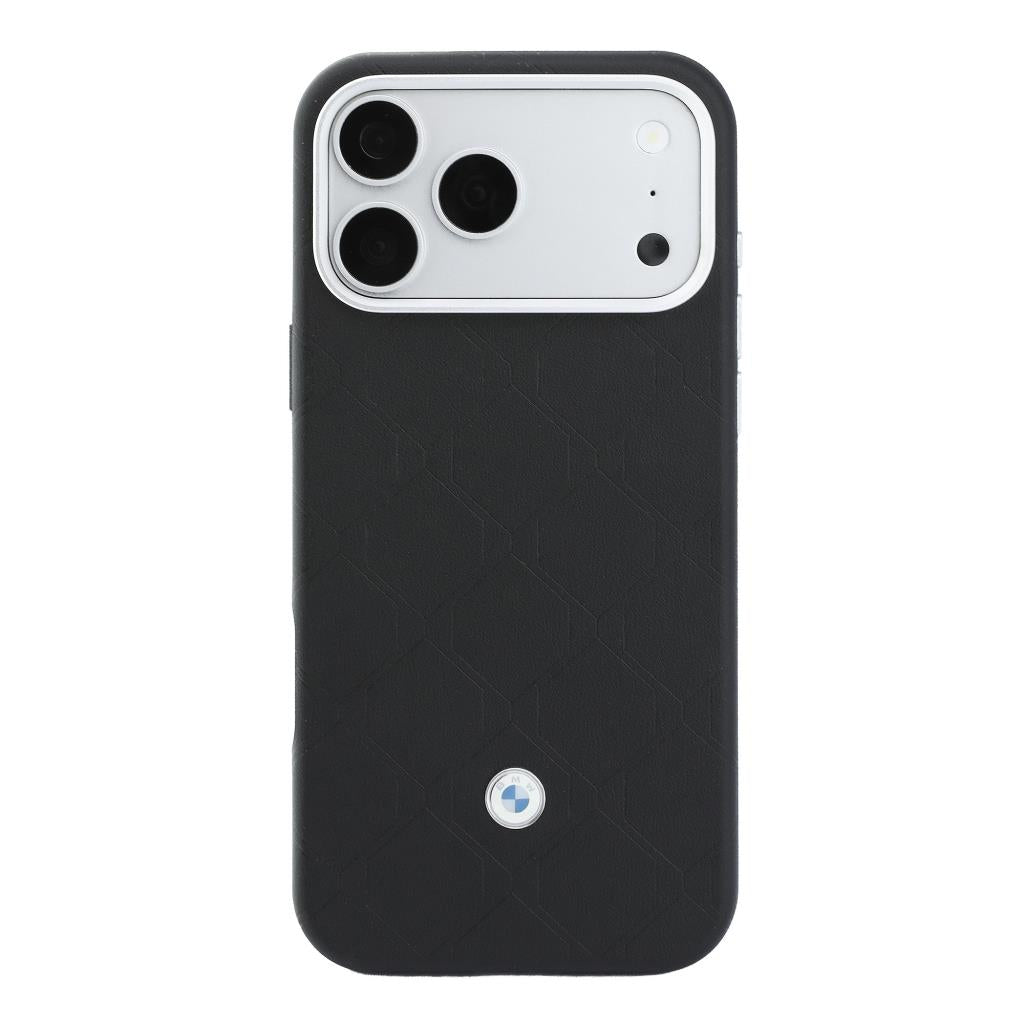 BMW iPhone 18 Pro Max Kapitone Deri Metal Logolu Kartlıklı MagSafe Uyumlu Kılıf